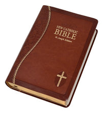 Load image into Gallery viewer, BIBLE: NEW CATHOLIC - ST. JOSEPH - BROWN FAUX LEATHER
