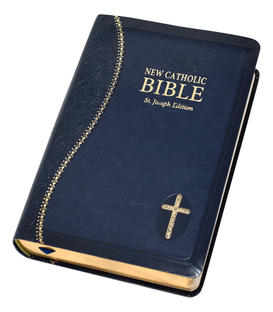 BIBLE: NEW CATHOLIC - ST. JOSEPH - BLUE FAUX LEATHER
