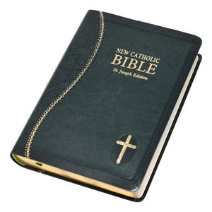 BIBLE: NEW CATHOLIC - ST. JOSEPH - GREEN FAUX LEATHER