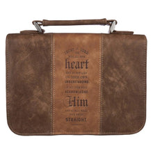 Load image into Gallery viewer, Bible Cover (M) ‘Trust in the Lord’ Brown Faux Leather
