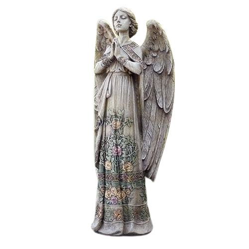 Garden Statue Praying Angel with Roses