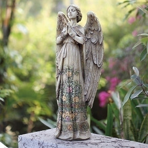 Garden Statue Praying Angel with Roses