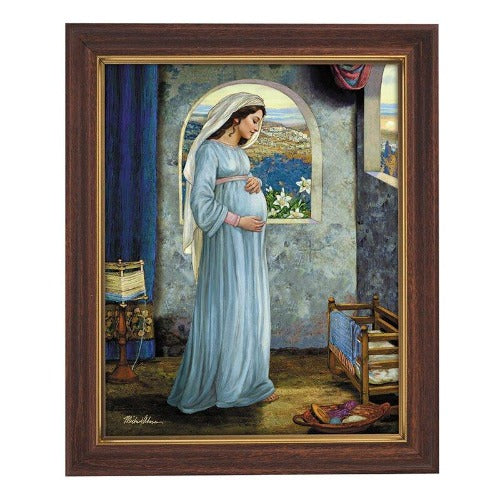 Expecting Mary in Wood Tone Frame