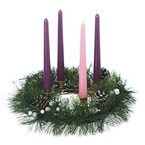 ADVENT WREATH - PINE  CONES AND WHITE BERRIES - 14
