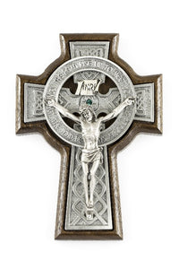 CELTIC CRUCIFIX - 6" WALNUT AND PEWTER