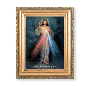 Divine Mercy -4.5 X 6.5" gold frame