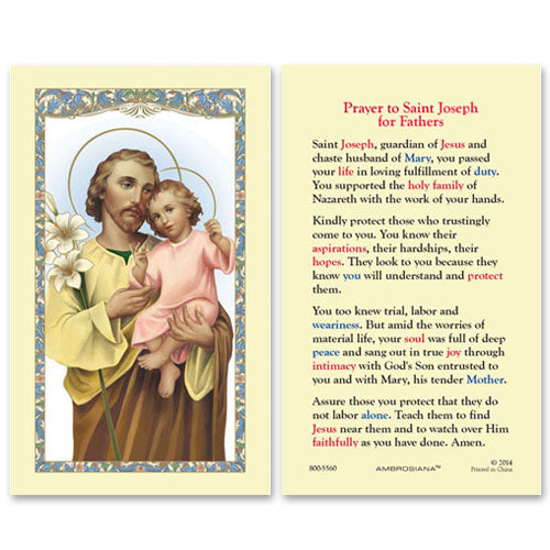 PRAYER TO ST JOSEPH FOR FATHERS HOLY CARD – Gospa Missions