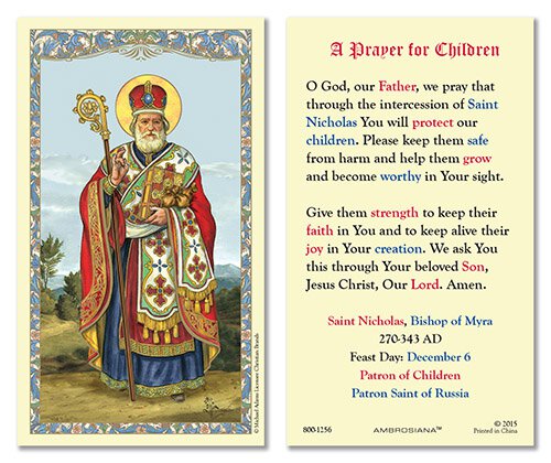 ST NICHOLAS PRAYER FOR CHILDREN HOLY CARD