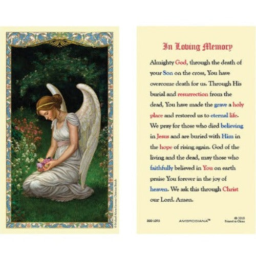 IN LOVING MEMORY ANGEL IMAGE HOLY CARD