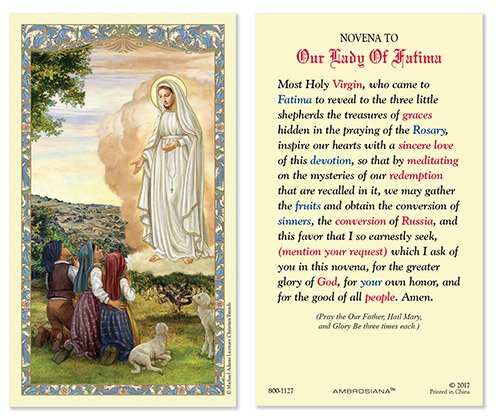 HOLY CARD - NOVENA TO OUR LADY OF FATIMA