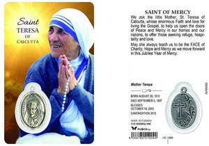 ST TERESA OF CALCUTTA - PRAYER CARD/MEDAL