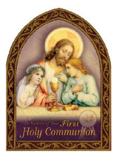Load image into Gallery viewer, GREETING CARD - IN MEMORY OF FIRST COMMUNION - JESUS, BOY, GIRL
