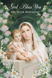GREETING CARD - GOD BLESS YOU ON YOUR BIRTHDAY- MADONNA & CHILD
