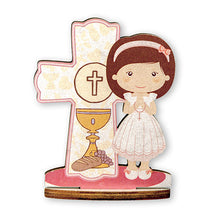 Load image into Gallery viewer, First Communion Wood Statuette, 3.5&quot;
