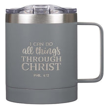 Load image into Gallery viewer, TRAVEL MUG WITH HANDLE - I CAN DO ALL THINGS - 11 OZ - GIFT BOXED
