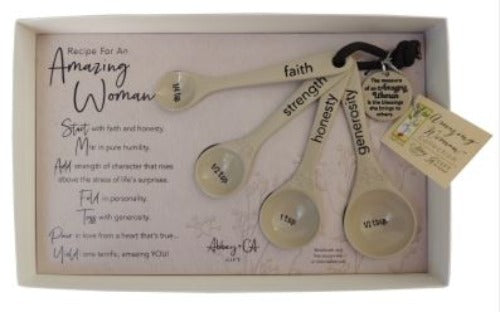 MEASURING SPOONS - AMAZING WOMAN RUSTIC LOOK - 4 PIECES