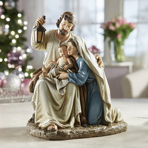 NATIVITY FIGURE - BLESSED FAMILY - 9.25" - COLOR RESIN