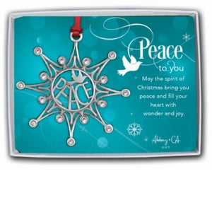 ORNAMENT - PEACE SNOWFLAKE - CRYSTALS