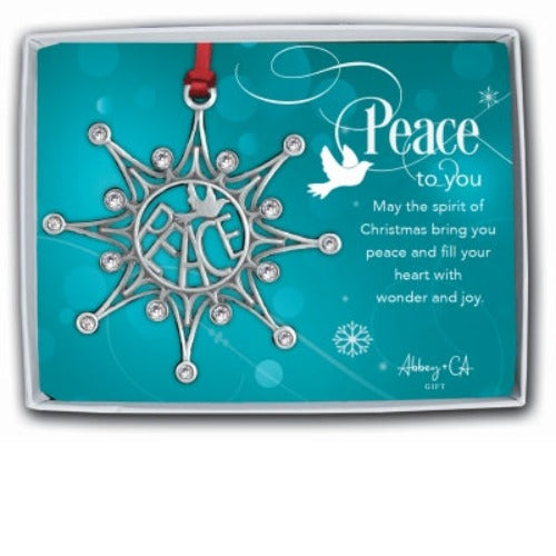 ORNAMENT - PEACE SNOWFLAKE - CRYSTALS