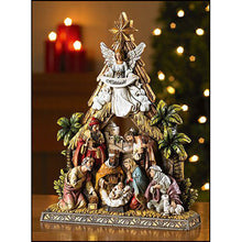 Load image into Gallery viewer, NATIVITY - ONE PIECE, 8 FIGURES - 10.5&quot; - STONE/RESIN
