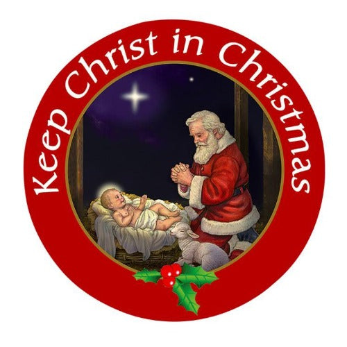 AUTO MAGNET - ADORING SANTA - KEEP CHRIST IN CHRISTMAS