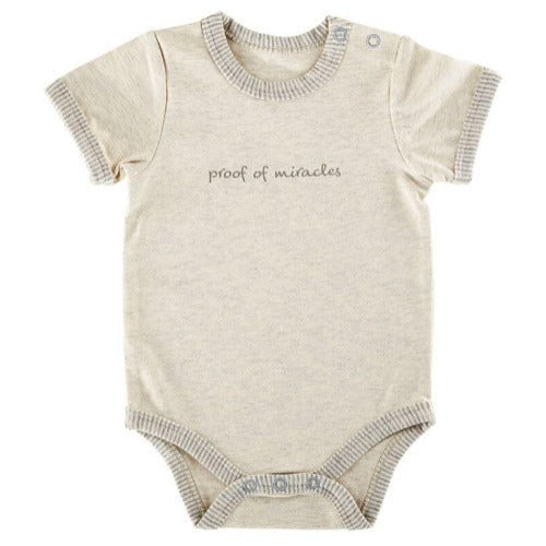 BABY ONESIE - PROOF OF MIRACLES - 0-3 MONTHS - GRAY