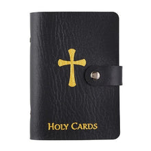 Load image into Gallery viewer, HOLY CARD HOLDER - BLACK IMITATION LEATHER -  HOLDS 40 CARDS
