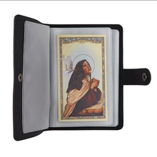 Load image into Gallery viewer, HOLY CARD HOLDER - BLACK IMITATION LEATHER -  HOLDS 40 CARDS
