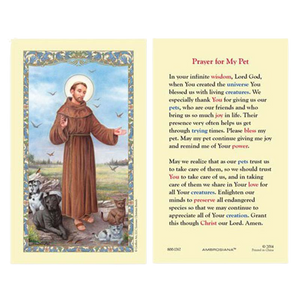 PRAYER FOR MY PET ST FRANCIS HOLY CARD