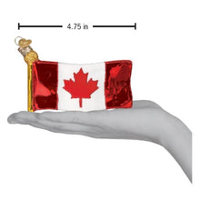 Load image into Gallery viewer, Ornament - Canadian Flag - Blown Glass with Sparkles
