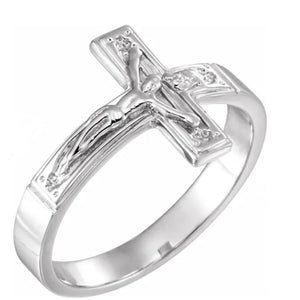 RING - CRUCIFIX IN 12MM STERLING SILVER - SIZE 8