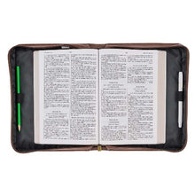 Load image into Gallery viewer, BIBLE COVER - (M) ON WINGS LIKE EAGLES - BROWN FAUX LEATHER
