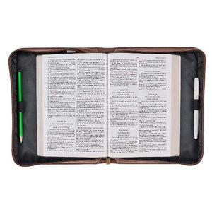 BIBLE COVER - (M) ON WINGS LIKE EAGLES - BROWN FAUX LEATHER