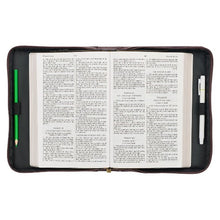 Load image into Gallery viewer, BIBLE COVER - (M) STAND FIRM IN FAITH - BROWN WITH BEAR
