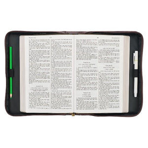 BIBLE COVER - (M) STAND FIRM IN FAITH - BROWN WITH BEAR