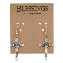 Load image into Gallery viewer, EARRINGS - ST BENEDICT CRUCIFIX -SILVERTONE
