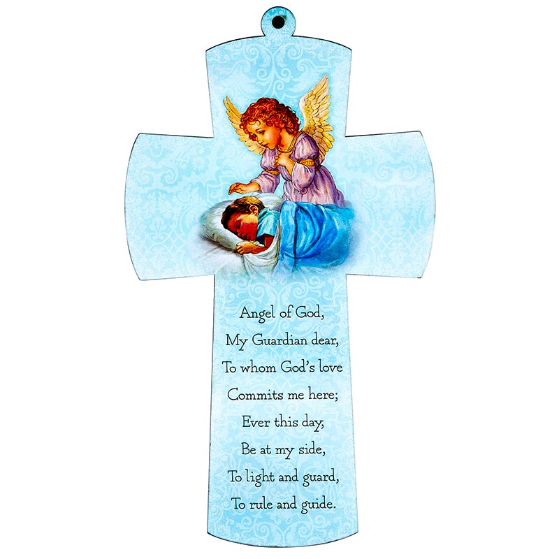 PRAYER CROSS - ANGEL OF GOD - BLUE