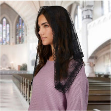 Load image into Gallery viewer, CHAPEL VEIL - BLACK LACE - TRADITIONAL
