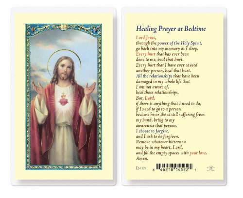 HEALING PRAYER AT BEDTIME SACRED HEART HOLY CARD