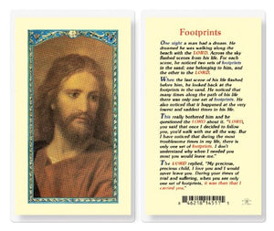 FOOTPRINTS HEAD OF CHRIST IMAGE HOLY CARD