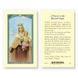 PRAYER TO OUR LADY OF MOUNT CARMEL HOLY CARD
