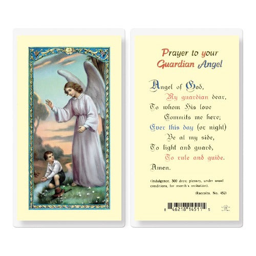 PRAYER TO GUARDIAN ANGEL BOY HOLY CARD