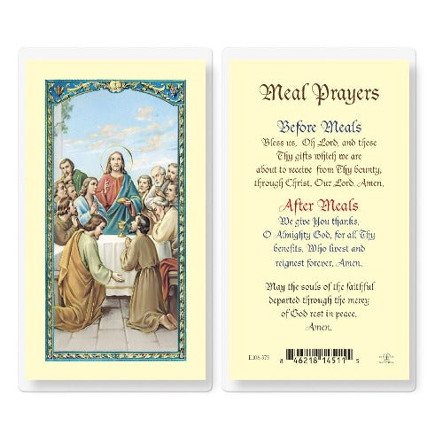 MEAL PRAYERS LAST SUPPER IMAGE HOLY CARD
