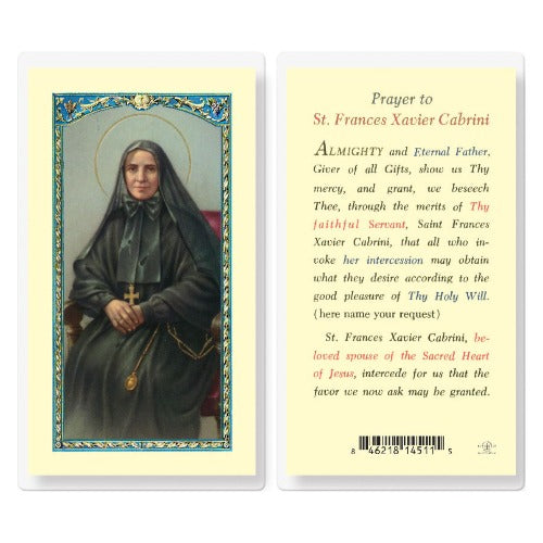 PRAYER TO ST FRANCES CABRINI HOLY CARD