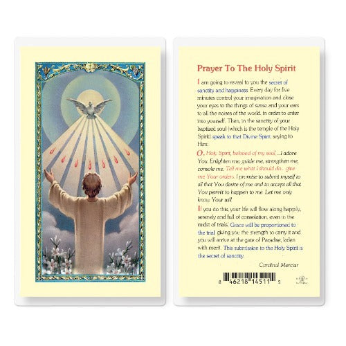 PRAYER TO THE HOLY SPIRIT CONFIRMATION HOLY CARD