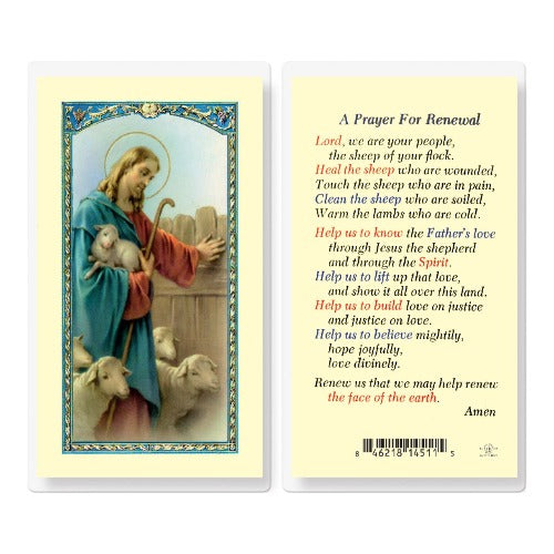 PRAYER FOR RENEWAL GOOD SHEPHERD IMAGE HOLY CARD
