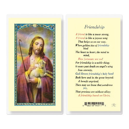 FRIENDSHIP WITH GOOD SHEPHERD IMAGE HOLY CARD