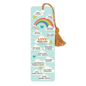 BOOKMARK - LOVE NEVER FAILS  WITH TASSEL - 6 PACK