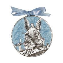 Load image into Gallery viewer, CRIB MEDAL - GUARDIAN ANGEL - BLUE ENAMEL
