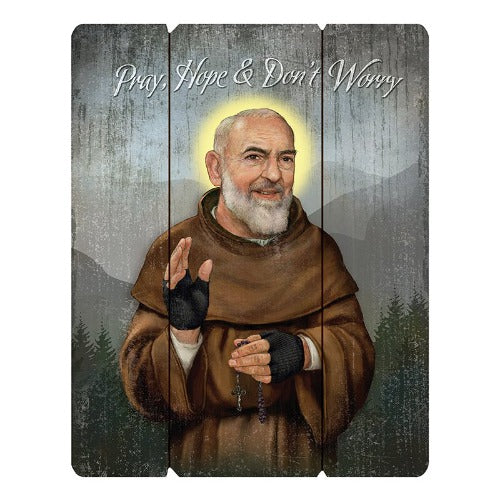 St Padre Pio Wood Plaque
